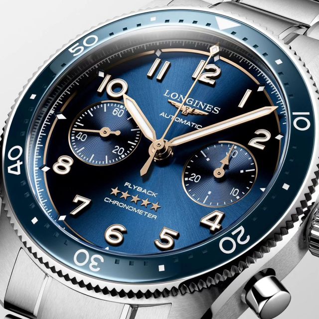 Longines has launched the Spirit Flyback, with a new COSC certified calibre boasting high magnetic resistance and a power reserve of 68 hours. The  transparent caseback reveals a weight engraved with the globe and the Longines Flyback name.

@longines 
#longines 
#longinesspirit 
#mechanicalwatch 
#aviation 
#pilotswatch